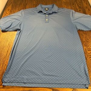 FootJoy FJ Golf Polo Shirt Mens  Blue White Pattern Performance Short Sleeve